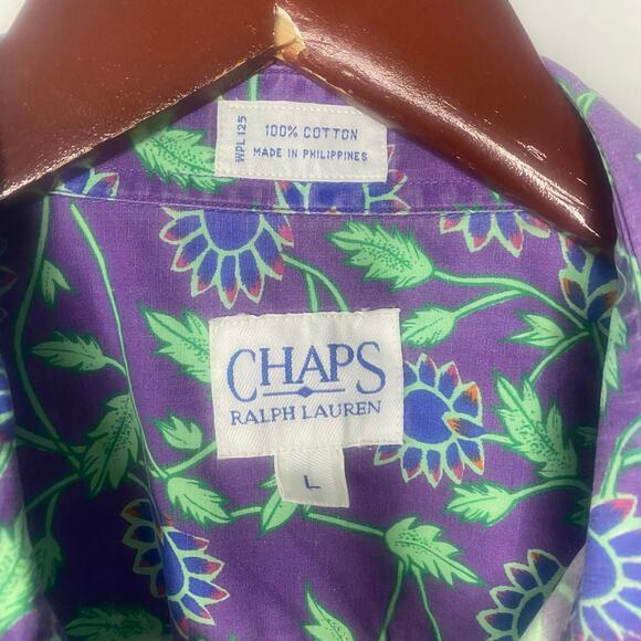 Chaps Ralph Lauren Vintage Men’s Floral Short Sleeve Casual Button Down Large‎ - Picture 2 of 4